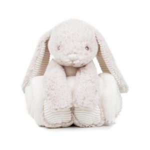 Konijn knuffel met deken - Creme
